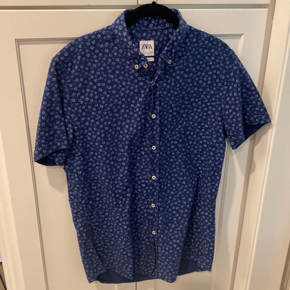 Zara mens short sleeve button down shirt